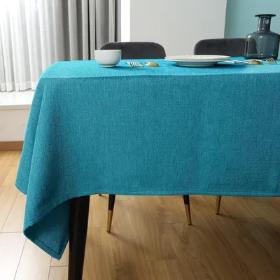 Productafbeelding van Linnen tafelkleed, blauw, 120 x 160 cm, afwasbaar, rechthoekig