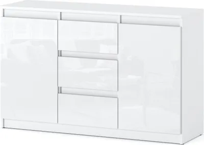 Zdjęcie produktu dla Komoda Nowoczesna Biała Połysk 3 Szuflady Agnes 120Cm Sypialnia Salon