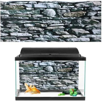 Immagine prodotto di Sfondo per acquario, poster 3D con motivo di pareti rocciose, adesivo murale subacqueo, adesivo in PVC, 61x30 cm