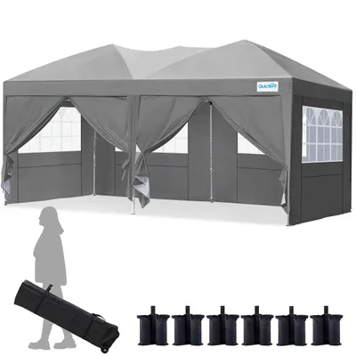 Produktbild von Quictent Faltpavillon 3x6m mit 6 Seitenwänden, Pop up Gartenpavillon mit Rollentasche, Pavillon Partyzelt 3x6, für Party im Freien, Hochzeiten, Fest
