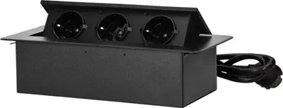 Obrázok produktu pre Vstavaná zásuvka Schuko ORNO OR-GM-9033(GS)/B, 3680W, 230V, 3x2P+T, kábel 1,5 m, plochý frézovaný okraj, čierna