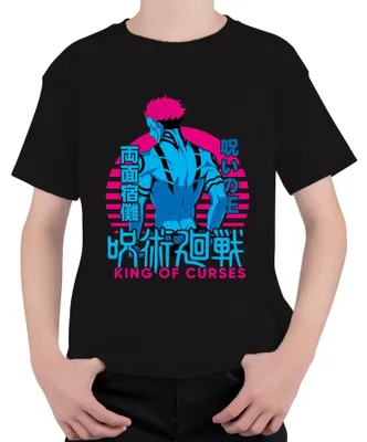 Zdjęcie produktu dla Koszulka dziecięca uni Jujutsu Kaisen Sukuna Ryomen King of Curses Anime Vaporwave, czarny, 128