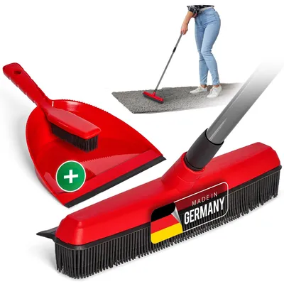Produktbild von Gummi-Besen mit Teleskopstiel – 2-in-1: Besen und Schaufel – Multifunktional
