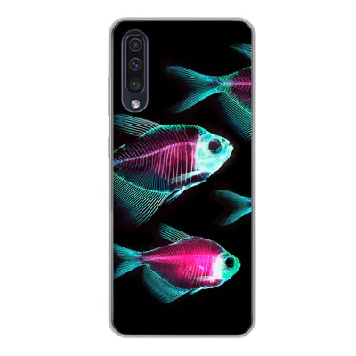 Produktbild von MuchoWow® Handyhülle Schutzhülle Hülle für Samsung Galaxy A50 Fisch - Lila - Blau Silikon Softcase Handy Hülle - Mobiltelefonhülle