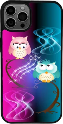 Produktbild von TPU Silikon Hülle für iPhone 14 Handy Cover Case Schutzhülle Handyhülle Bumper MOTIV 295 Eulen Ast Pink Blau