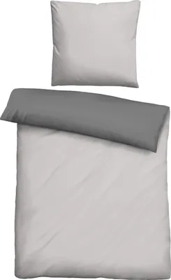 Produktbild von Biberna Linon Wendebettwäsche UNI, Größe 155x220/80x80 cm, sturmgrau