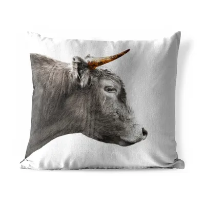 Produktbild von MuchoWow® Outdoor Kissen - Schottisches Hochlandrind - Schottische Kuh - Goldene Hörner - 50x50 cm - Wetterfest - Lounge Kissen - Komfortabel - Kissen mit Bild