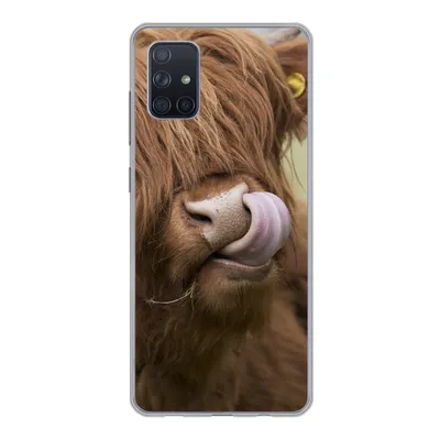 Produktbild von MuchoWow® Handyhülle Schutzhülle Hülle für Samsung Galaxy A71 Schottischer Highlander - Braun - Tiere Silikon Softcase Handy Hülle - Kartenbesitzer