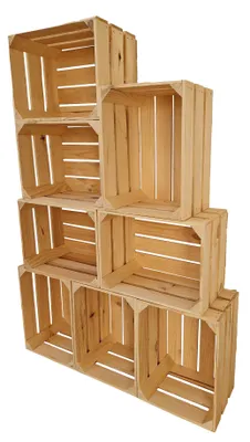 Produktbild von Holzkiste 40x30x23 cm 8er Set - Dekokiste Aufbewahrung als Schuhregal Möbelbau - Natur Vintage