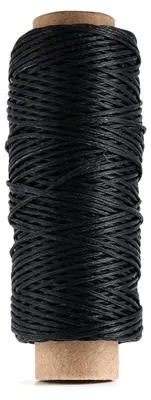 Gewachster Nähfaden, 1 mm, 50 m, flach, schwarz, für Leder und DIY