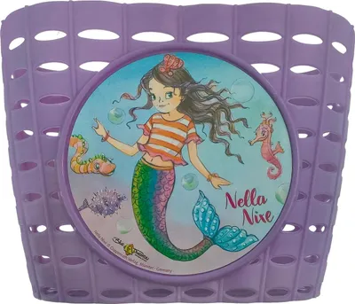 Image de Bike Fashion Panier pour enfants Nella Nixe violet, avec motif de naïades