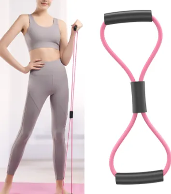 Produktbild von Yoga-Band, ergonomisch, leicht zu tragen, TPR-Rücken, Schulter, Nacken, Dehnungswiderstandsschlaufe für Zuhause, Rosa