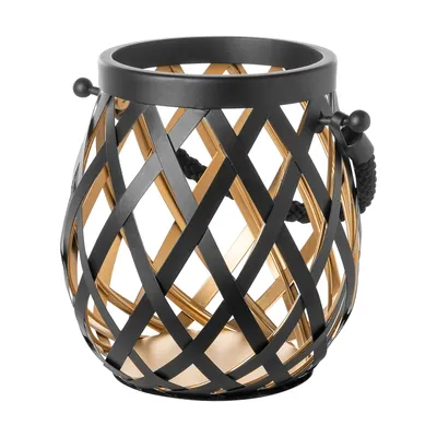 Produktbild von FINK Laterne OTIS - schwarz - Edelstahl - innen gold - H.24cm x B.21cm