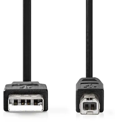 Image de Câble USB | USB 2.0 | USB-A mâle | USB-B mâle | 10 W | 480 Mbps | Nickelé | 1.00 m | Rond | PVC | Noir | Etiquette