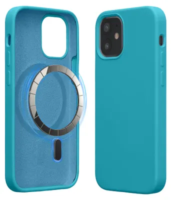 Produktbild von kwmobile Hülle kompatibel mit Apple iPhone 12 mini Hülle - magnetisches Silikon Case kompatibel mit MagSafe - Cover gummiert Petrol matt