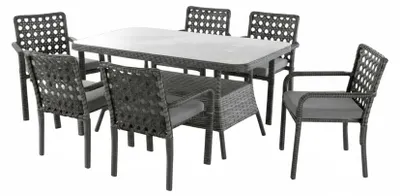 Immagine prodotto di Set da terrazza con sedia e tavolo, grigio, stile moderno, struttura in metallo, seduta morbida