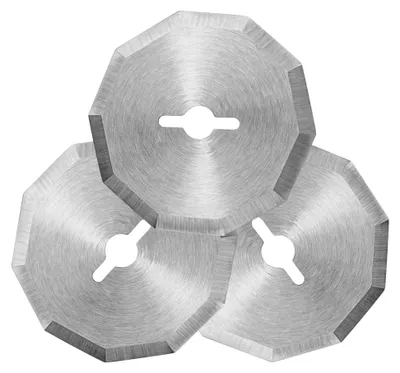 Produktbild von 3 Stück Ersatzklingen für Rollschneider 40mm, Edelstahl Stoffschneider Rollmesser Rundklingen, zehneckige Perforationsklinge, elektrische Scheren Ersatzklingen für Stoff, Leder und Papier