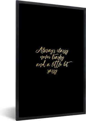 Produktbild von MuchoWow® Gerahmtes Poster Zitate - Gold - Briefe 40x60 cm - Poster mit Schwarzem Bilderrahmen Wandposter Rahmen Foto Bilder - Papierdruck - Wandbilder