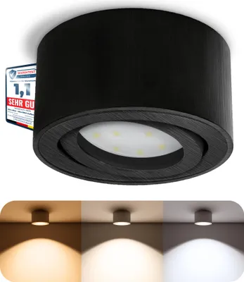 Produktbild von CELI-1B LED Aufbauspot dimmbar - einstellbare Farbtemperatur 3CCT - rund schwarz schwenkbar 230V 6Watt