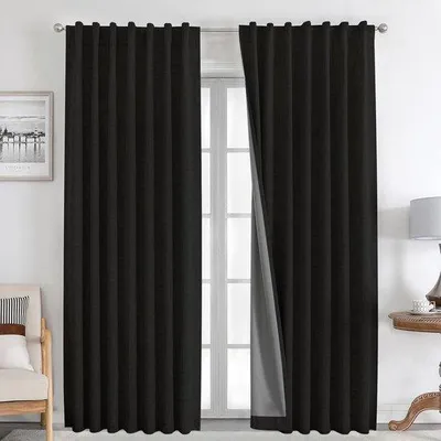 Obrázek produktu pro Černé zatemňovací závěsy do interiéru, 100% zatemňující, 140 x 245 cm