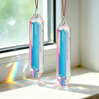Produktbild von Fensterdeko Sechseckiger Kristall-Sonnenfänger, Kristallprisma, hängender Sonnenfänger, Fensterdekoration, Lichtfänger, Kristall-Regenbogen-Traumfänge