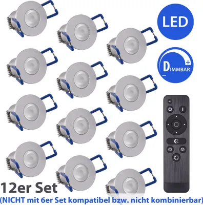 Produktbild von mini Spot LED Einbaustrahler Cascade dimmbar Carport Terrassenbeleuchtung IP65 SET Trafo Fernbedienung (12er SET)