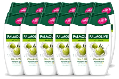 Obrázok produktu pre 12 kusov sprchového gélu Palmolive Naturals s olivovým olejom a mliekom – 250 ml – výhodný balík