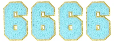 4 Aufbügel-Patches mit Chenille-Zahlen, 8,4 cm, blau