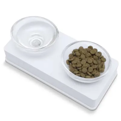 Produktbild von CATIT Style Glass Diner Doppelnapfständer - Weiß