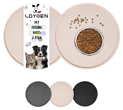 Produktbild von Napfunterlage Futternapfmatte Haustier - Silikon - Beige - 30 x 30 cm - Mit erhöhtem Rand - Für Katze und Hund