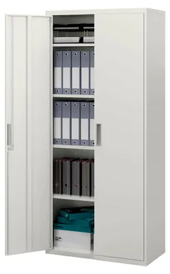 Produktbild von Aktenschrank, Büroschrank mit 2 Türen, 5 Ebenen, Mehrzweckschrank mit verstellbaren Regalen, Aufbewahrungsschrank aus Stahl, für Arbeitszimmer und Wohnzimmer, Weiß