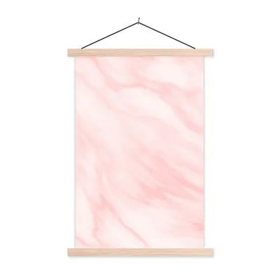 Produktbild von MuchoWow® Textilposter Marmor - Rosa - Weiß - Luxus - Marmoroptik 120x180 cm mit holzfarbenen Rahmen - Textil-Plakat