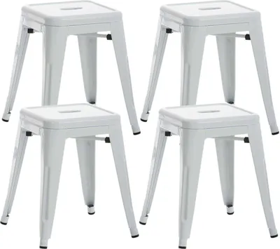 Produktbild von CLP 4er Set Hocker Armin aus Metall weiß