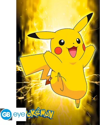 Pikachu poster with lightning effects.