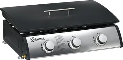 Produktbild von Stolní plynový gril Outsunny BBQ se 3 hořáky Stolní plynový gril s hadicovým víkem
