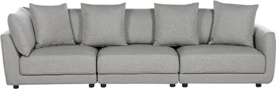 Produktbild von BELIANI 3-Sitzer Sofa Grau Stoffbezug mit Vielen Dekokissen Dicken Sitzkissen Schmalen Armlehnen Niedrier Rückenlehne Losen Kissen Modern Wohnzimmer