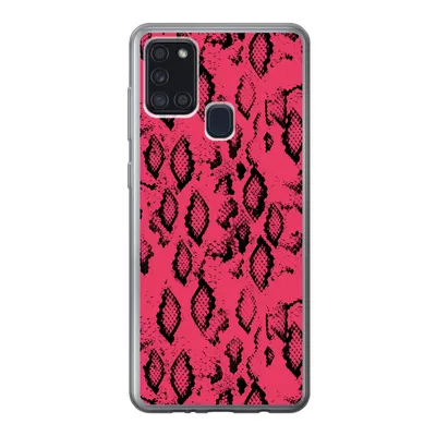 Produktbild von MuchoWow® Handyhülle Schutzhülle Hülle für Samsung Galaxy A21s Tiermuster - Schlangenhaut - Rosa Silikon Softcase Handy Hülle - Hartschale