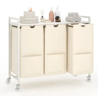 Productafbeelding van Wasmand, duurzame, afneembare zakken, ruimtebesparende organizer, WIT