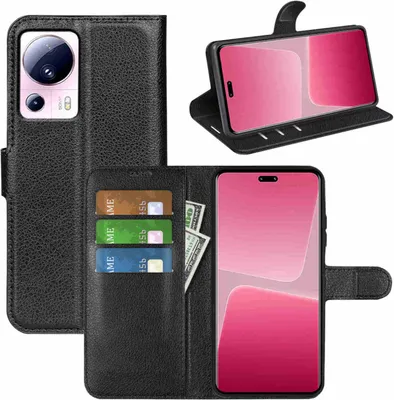Image de Étui pour téléphone Xiaomi 13 Lite, noir, en simili cuir, nouveau