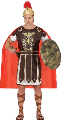 Produktbild von Römischer Gladiator Helm Tunika Kostüm Set Roter Umhang Karneval Faschingsparty Antike Krieger Gladiatoren Mode, Größe: 54 - 56 (XL) Farbe: Braun