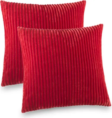 Produktbild von Kuscheli® 2er Set Kissenbezug im Doppelpack Cashmer Touch Fleece Kissenhülle, Sofakissen Kopfkissenbezug Kissenbezüge Couchkissen, Farbe:ROT, Größe:2x 60x60 cm
