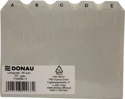 Produktbild von DONAU 7750006-13 Leitregister, A6 quer, PP, grau