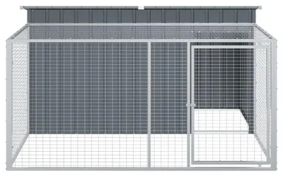 Produktbild von vidaXL Hundehütte mit Auslauf Anthrazit 197x194x110 cm Verzinkter Stahl