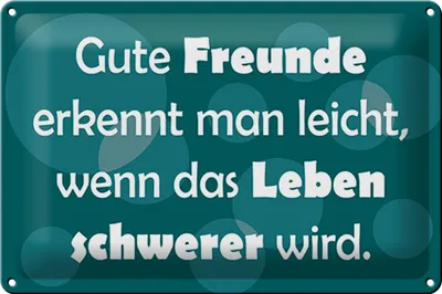 Produktbild von Blechschild  Gute Freunde grünes, 30 x 20 cm, Blechschilder Spruch Glück Weisheit