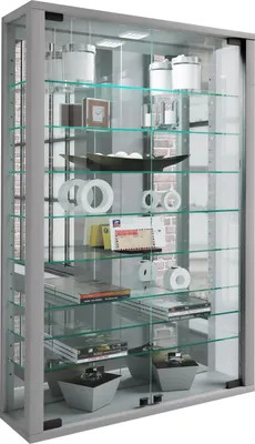 Immagine prodotto di Espositore in vetro appeso | Vetro espositore con vetro di sicurezza ESG | Dimensioni ca... H. 91 x W. 59 x D. 18 cm| Vetro espositore appeso | Moderno e salvaspazio | Vetro vetrina - Vitrosa Mini Specchio