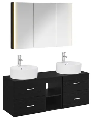 Productafbeelding van vidaXL Badkamerkastset, 4 stuks, zwart eikenhout