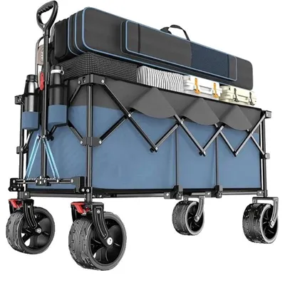 Image de Chariot de manutention, capacité de charge de 200 kg, pneus tout-terrain, couleur bleue