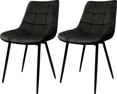 Produktbild von 2er Set Esszimmerstühle Polsterstuhl mit Rückenlehne, bis 120 kg belastbar,Metallbeine,Schwarz