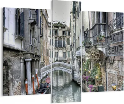 Produktbild von Bild auf Leinwand - Leinwandbild - Venedig Brücke Wasser - 95x80cm - Wand Bild - Wanddeko - Leinwanddruck - Bilder - Kunstdruck - Wanddekoration - Leinwand bilder - Wandkunst - CB95x80-3522