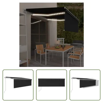 Zdjęcie produktu dla The Living Store Markiza automatyczna z roletą LED czujnik wiatru 4,5x3m antracyt